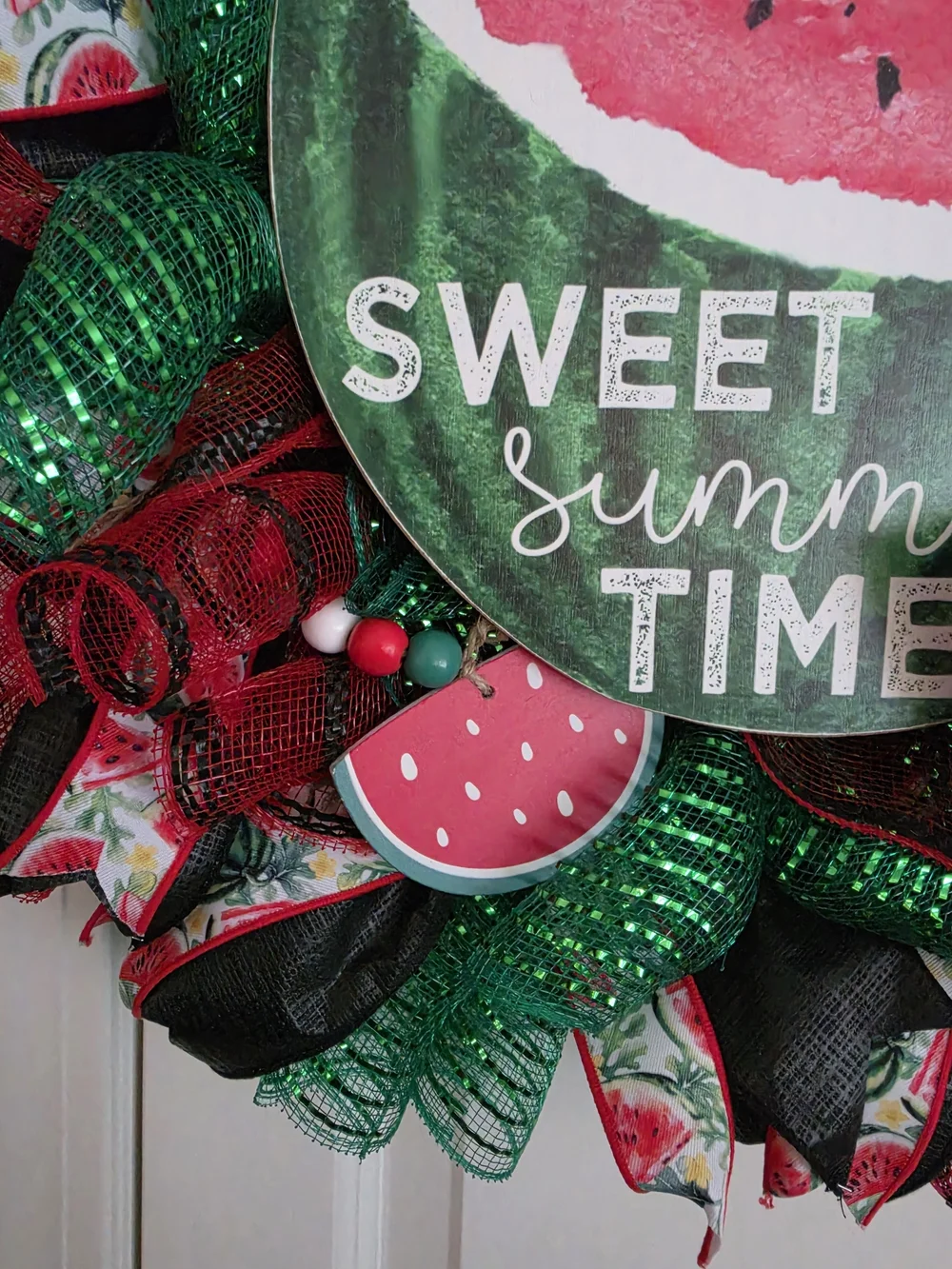 Sweet Summer Time Watermelon Wreath - Green & Pink Home Holiday Decor